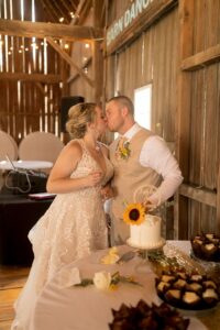 Bride and groom enjoying their wedding reception near Ann Arbor
