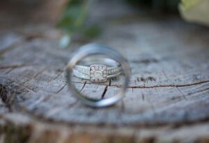 Modern engagement rings for a bride & groom near Ann Arbor