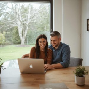 Couple planning a trip to Ann Arbor research the best neighborhoods, hotels and restaurants