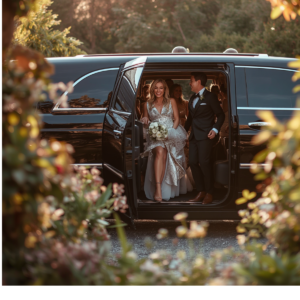Wedding guest experience is increased by providing luxury transportation from Ann Arbor to Irish Hills Wedding Barn