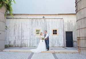 Bride and groom enjoy their wedding day at a garden wedding venue near Ann Arbor