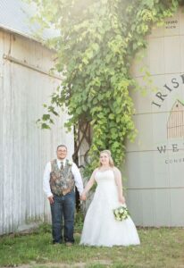 Bride and groom enjoying their barn wedding venue near Ann Arbor