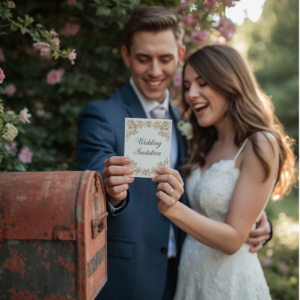 Wedding guests receiving an invitation to a wedding near Ann Arbor Michigan