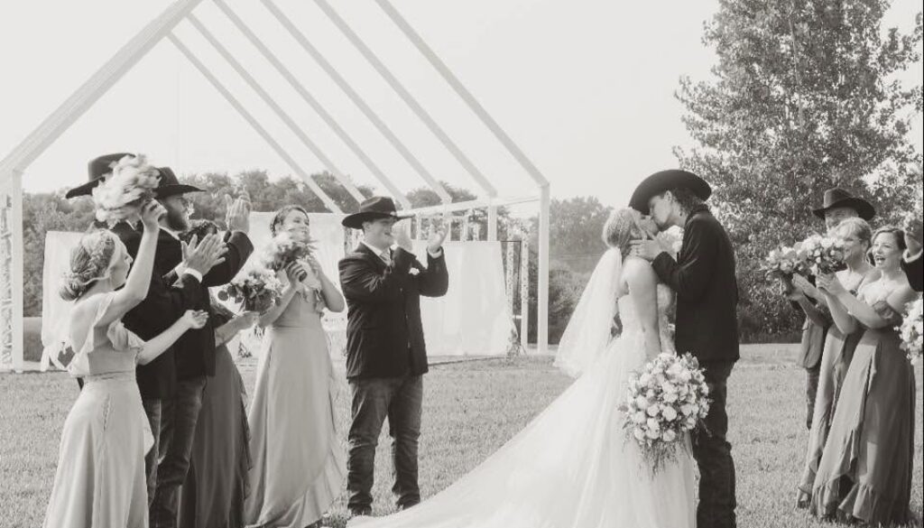 Bride and groom at Irish Hills Wedding Barn near Ann Arbor, Michigan