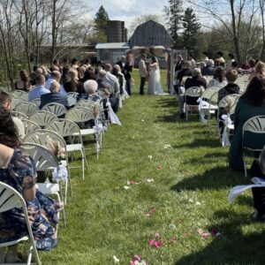Wedding ceremony setup at Irish Hills Wedding Barn near Ann Arbor Michigan